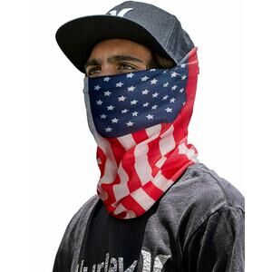 Hurley Multi-Functional Seamless Wear Gaiter Face Mask Scarf OS American Flag